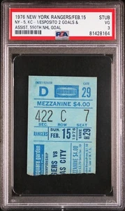 1976 New York Rangers Vs Scouts NHL Hockey Ticket Stub Phil Esposito 550th Goal - Picture 1 of 2