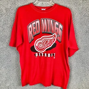 1990s DETROIT RED WINGS XL T Shirt NHL HOCKEY Team Rated Single Stitch Vintage - Picture 1 of 6