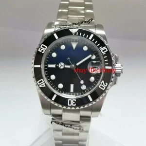 40mm Negro Esfera Azul Cristal Zafiro Acero Pulsera Automático Reloj de Pulsera - Imagen 1 de 6
