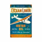 OCEAN LINER MOTOR OIL LARGE PLANE 18&quot; HEAVY DUTY USA MADE METAL ADVERTISING SIGN