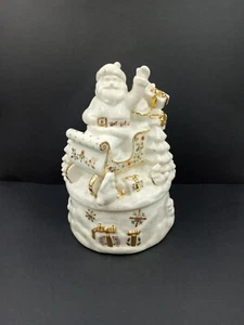 Lenox Santa Sled Music Box Figurine Plays "Up On The Rooftop" Christmas Decor  - Picture 1 of 19