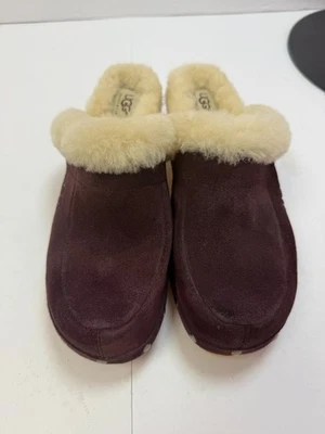 UGG Kalie Brown Suede Shearling Lined Studded Clog Slipper Cozy Mules Size 8 - Image 1 of 4