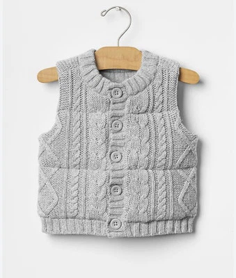 Gap Cable Knit Sweater Vest Gray Infant Size 0-6 Months Lined - Image 1 of 4