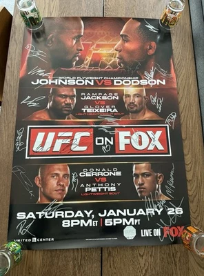 UFC on FOX 6 Johnson Vs Dodson Full Card Signed Event Poster Rampage Cowboy New - Image 1 of 4