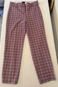 J Crew Cameron Crop Pants Size 6 Womens Pink Plaid Preppy - Picture 1 of 5