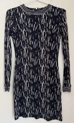 Mini vestido feminino Tory Burch árvore tronco padrão seda jersey tamanho XS manga longa - Imagem 1 de 4