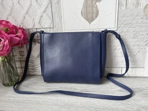 JAEGER LONDON Navy Blue REAL LEATHER CROSSBODY BAG Small - Picture 1 of 9