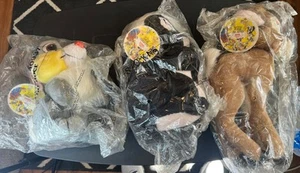 3 RARE DISNEY PLUSHES OF BAMBI, THUMPER & FLOWER & STILL ORIGINALLY SEALED - Picture 1 of 19