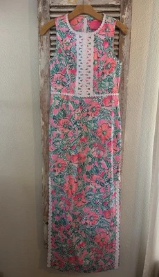 B10 Lilly Pulitzer Ashler макси платье розовый идеальный мак размер 0 новый с Ярлыками! - Изображение 1 из 4