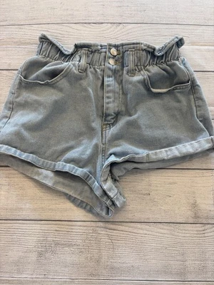 Pantalones Cortos Forever 21 Para Mujer Grandes Azul Denim Tiro Alto Bolsa de Papel Cintura Informal Verano Foto 1 de 4