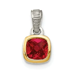 14k/Silver Two-Tone Sterling Silver w/ 14K Accent Created Ruby Pendant X 6.5 mm - Picture 1 of 3