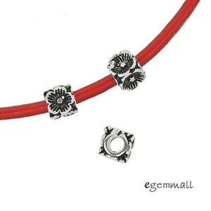 6 Antik Sterling Silber Blume Würfel Zwischenring Perlen 4 mm (Loch 2 mm) #99439 - Bild 1 von 1
