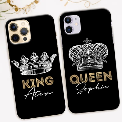 Personalised Phone Cases iPhone 11 12 Xr King Queen Matching Valentine's Gift - Image 1 of 4
