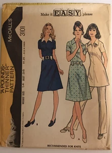 McCall's 3101 Vintage 70s Sewing Pattern Dress Tunic Pants Set Size: 14 - Imagen 1 de 10