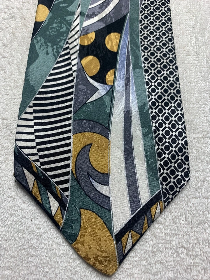 ALEXANDER LLOYD CORBATA HOMBRE GRIS NEGRO DORADO BLANCO 4 X 64 EXTRA LARGA Foto 1 de 4