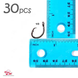 30pcs 1/0 Fish WOW! Fishing 4x strong Offset circle hook black nickel Beak Point - Picture 1 of 3