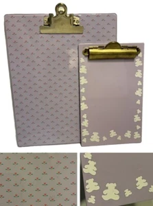 Vintage Y2K Purple Lilac Clipboard Mini Hearts Preowned Plastic Bear Kawaii - Picture 1 of 11