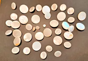 Vtg Mother of Pearl White Cotter Pin Metal Shank Buttons Lot of 40 Mix Sz #23106 - Picture 1 of 10