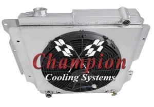 4 Row Champion Radiator, 16" SPAL Thin Fan,Shroud for 1987-2006 Jeep Wrangler YJ - Bild 1 von 7