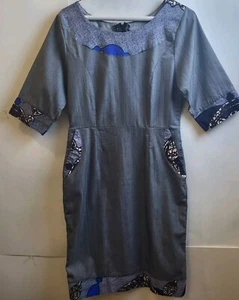 Gray Dress, Girls Designer Style, Floral Details On Pockets/Sleeves/and... - Picture 1 of 6
