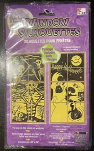 Set Of 2 Vintage 30X60 Halloween Window Silhouettes Eerie Scary Ghost -Skeleton - Picture 1 of 6