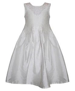 Girls DominoG Ivory Embellished Silky Wedding Christening Formal Occasion Dress - Picture 1 of 3