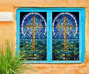 Pintura cruzada 3D D12 Película de ventana Impresión Pegatina Adherente Vidrio UV Bloque Amy - Imagen 1 de 11