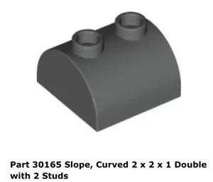 Lego 1x 30165 Gris Oscuro Pendiente, Curvo 2 x 2 x 1 Doble con 2 Tachuelas 7166 - Imagen 1 de 1
