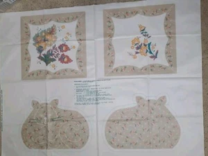 Vintage Fabric Panel Skinner Home Fashions Pillow Cat & Flowers Nettlecreek 1981 - Picture 1 of 5