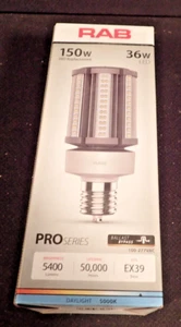 RAB 36 WATTS 150w REPLACEMENT HID-36-EX39-850-BYT- PT EX39 BASE Corn Cob 100-277 - Picture 1 of 8