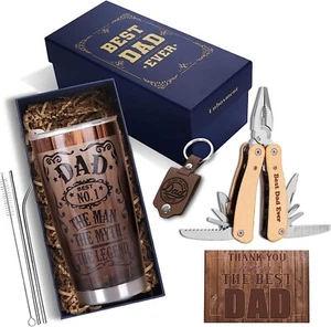 Best Dad Ever Gifts for Dad, Birthday Gifts Tumbler Mug, Multitool, Keychain, - Picture 1 of 8