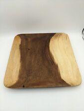 Vintage Wood Serving TRAY PLATTER Square 12" Shallow Made In Phillipines Signed