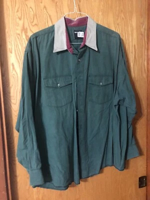 Camisa Frontier Series Verde Manga Larga Botón Frontal Con Cuello y Bolsillo 3X Foto 1 de 4