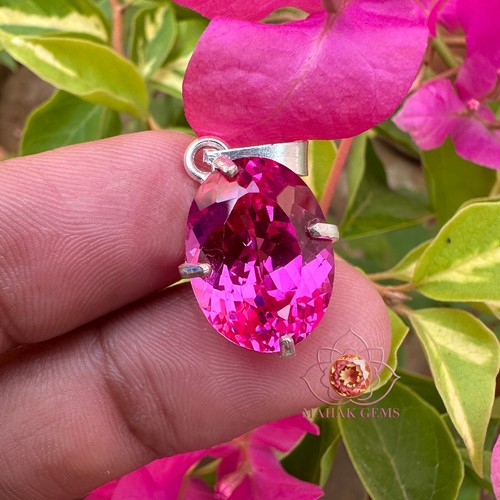 VETEMENTS Ciondolo pietra preziosa sfusa certificato zaffiro rosa naturale 21 45 ct argento massiccio 925