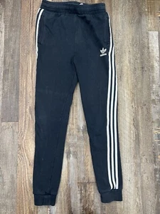 Adidas Boys Size Large Joggers Black White Stripes - Picture 1 of 13