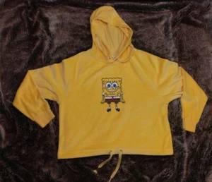 Spongebob Velour Crop hoodie Youth L Sz 11-13 Womens XS Hood Classic - Picture 1 of 8