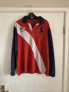 Polo Ralph Lauren Shirt Red USA Skiing Flag Big Pony Long Sleeve XL(18-20) Teens - Picture 1 of 15