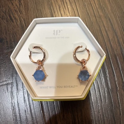 BP 2025 Og Earrings Loves Perfect Echo Ocean Blue Stone Rose Gold Plating - Image 1 of 4