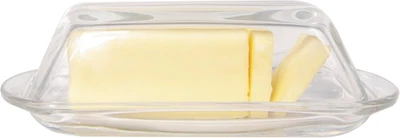 Decorative Clear Glass Butter Dish with Lid for Countertop & Refrigerator - Crys - Image 1 of 4