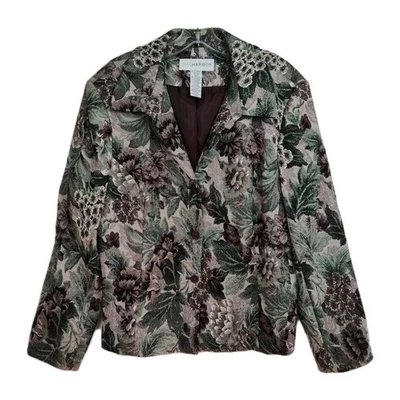 Sag Harbor Blazer Women's Size 18 Purple/Green Floral Tapestry Long Sleeves - Image 1 of 4