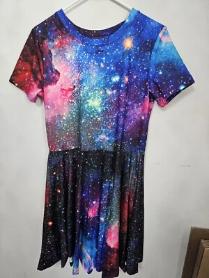 Mujer Galaxy Space Vestido Temático Talla XL Multicolor Fluido Elástico-W1 Foto 1 de 4