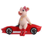 Home Decor Pig Ornament Funny Sports Car Figure Model for Car/Home Trim