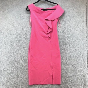 Chiara Boni Dress Pink Sheath Off The Shoulder Ruffle Womens 6 44 Fitted Career - Picture 1 of 12