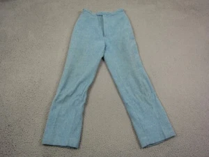 Vintage 70s Tweed Pants Girls 24x25 Blue Kids Youth Wool Casual Disco - Picture 1 of 20