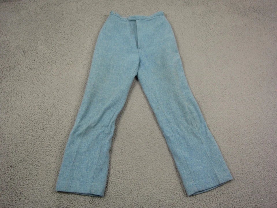 Vintage 70s Tweed Pants Girls 24x25 Blue Kids Youth Wool Casual Disco - Image 1 of 4
