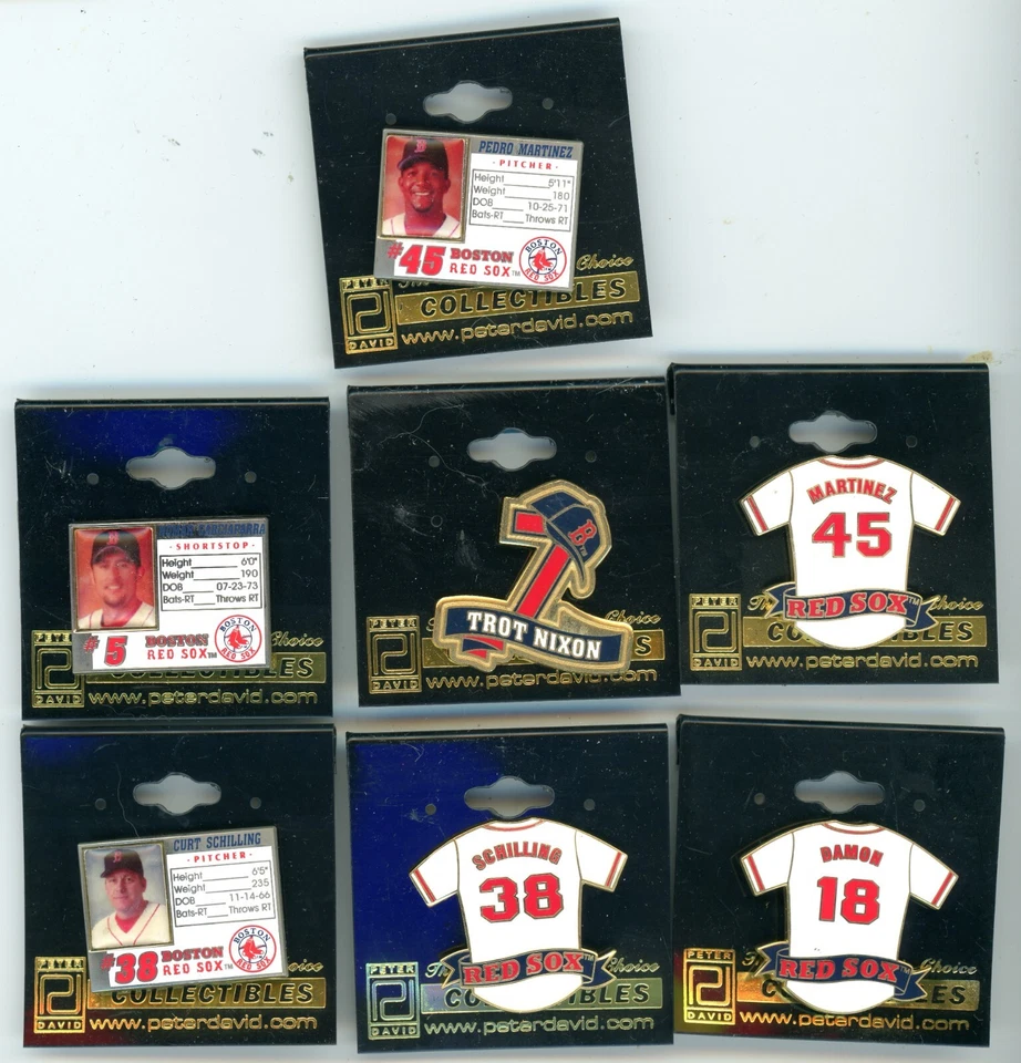 Red Sox Player Pin Choice 7 Pins Garciaparra Schilling Martinez Damon Nixon 170 - Image 1 of 1