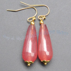 Faceted 11x27mm Multicolor Mixed Gemstone Teardrop Dangle Gold Hook Earrings AA - Picture 1 of 50