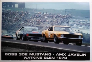 Ford Mustang Boss 302 Mustang - AMX Javelin Watkins Glen 1970 Racing Poster NEW  - Bild 1 von 1