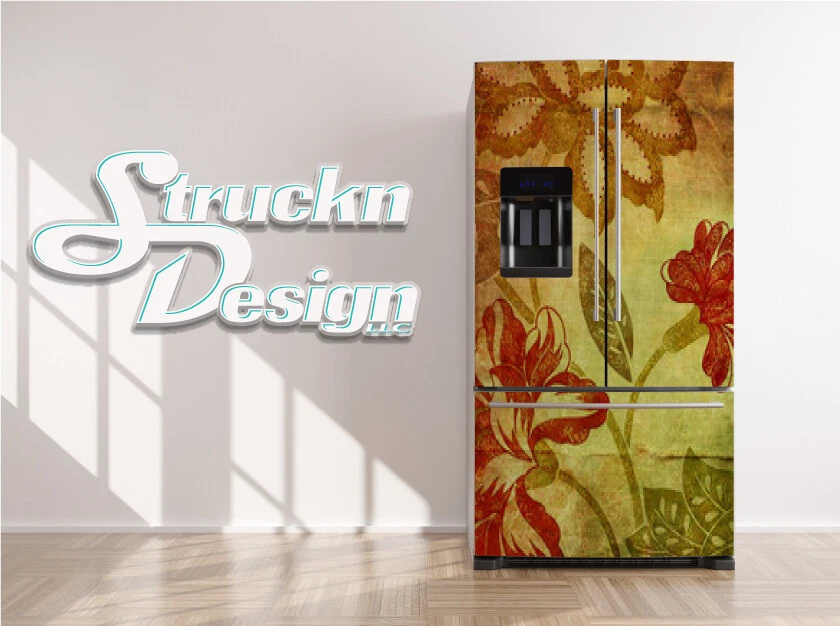 Adesivo de vinil design floral vintage bege geladeira freezer porta lateral envoltório - Imagem 1 de 1