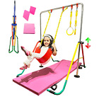 Kids Gymnastics Training Bar Set + 6?x2? Mat, Swing, Trapeze Rings, Horizontal